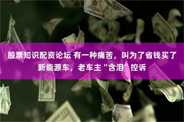 股票知识配资论坛 有一种痛苦，叫为了省钱买了新能源车，老车主“含泪”控诉