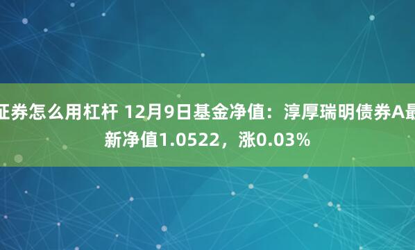 证券怎么用杠杆 12月9日基金净值：淳厚瑞明债券A最新净值1.0522，涨0.03%