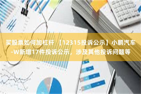 买股票如何加杠杆 【12315投诉公示】小鹏汽车-W新增17件投诉公示，涉及其他投诉问题等