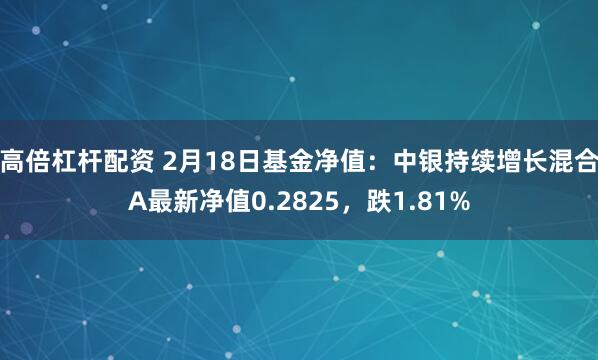 高倍杠杆配资 2月18日基金净值：中银持续增长混合A最新净值0.2825，跌1.81%