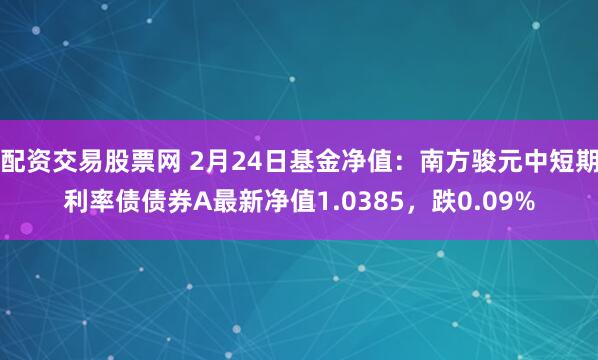 配资交易股票网 2月24日基金净值：南方骏元中短期利率债债券A最新净值1.0385，跌0.09%